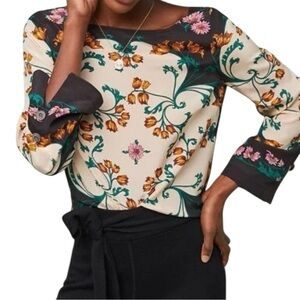 Maeve Florence Silk Floral Colorful Top Women Size 0 Feminine Chic Boho Peasant
